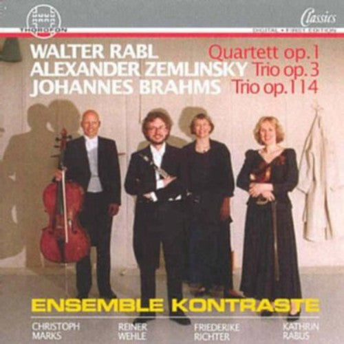 the album cover for Ensemble Kontraste - Quartet for Violin Cello Clarinet & Piano Op 1