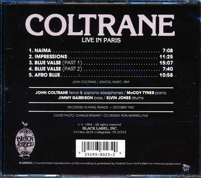 John Coltrane Live In Paris marked/ltd stock Music CD