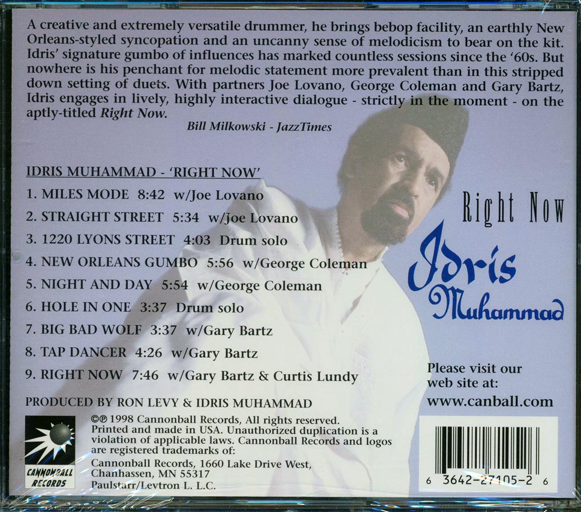 Idris Muhammad - Right Now Music CD