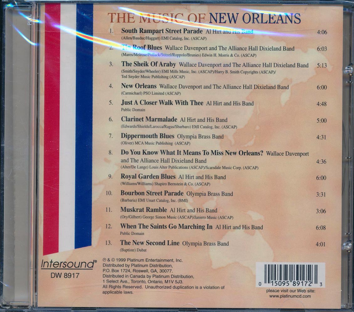 Al Hirt & His Band, Olympia Brass Band, Wallace Davenport, Etc. - The Music Of New Orleans Music CD