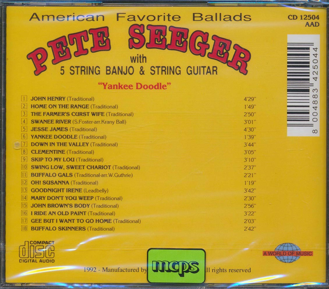 Pete Seeger - American Favorite Ballads: With 5 String Banjo And 12 String Guitar Music CD
