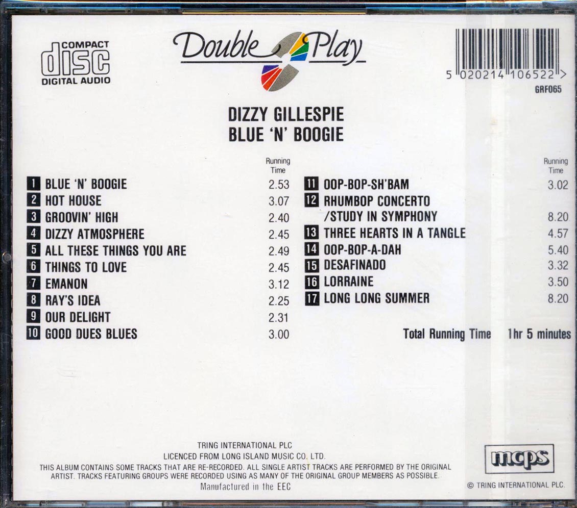 Dizzy Gillespie - Blue 'N' Boogie Music CD