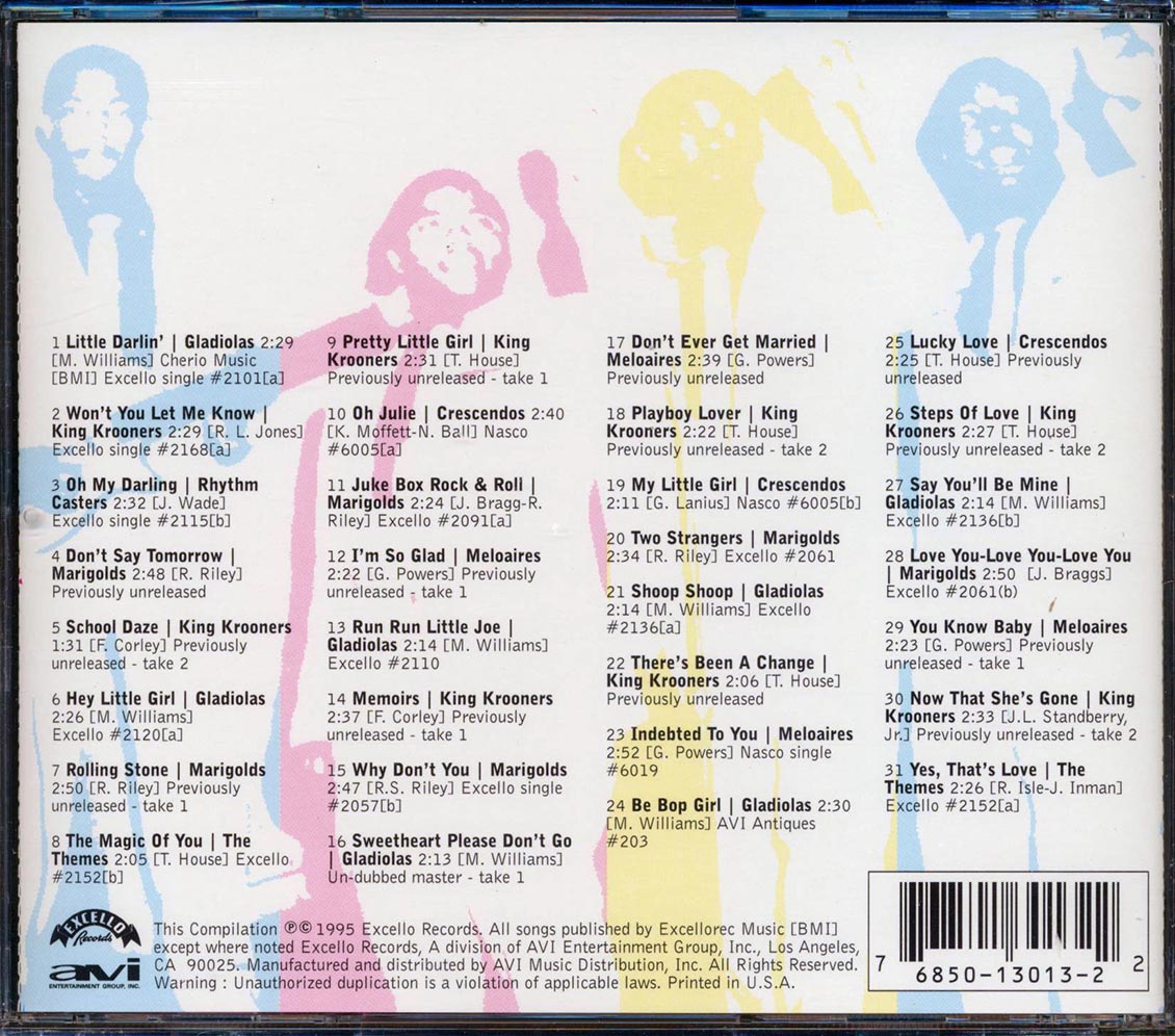 Gladiales Marigolds King Krooners Meloaires Etc Excello Vocal Groups incl large booklet Music CD