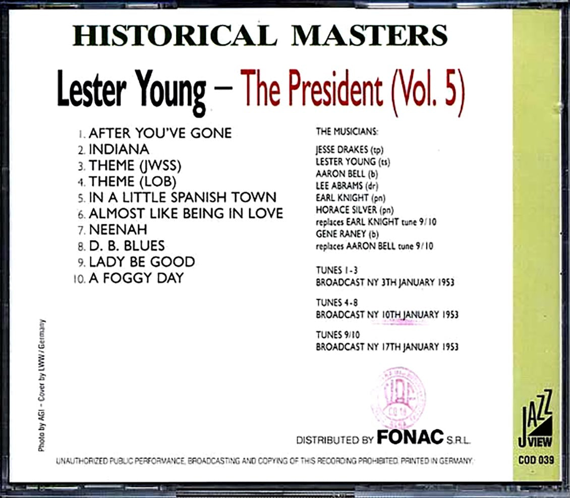 Lester Young - The President Volume 5 (numbered ltd.ed.) Music CD