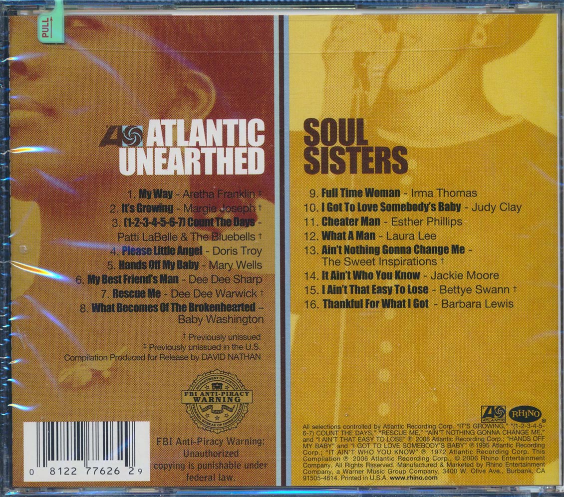 Irma Thomas, Esther Phillips, Dee Dee Sharp, Aretha Franklin, Etc. - Atlantic Unearthed: Soul Sisters Music CD