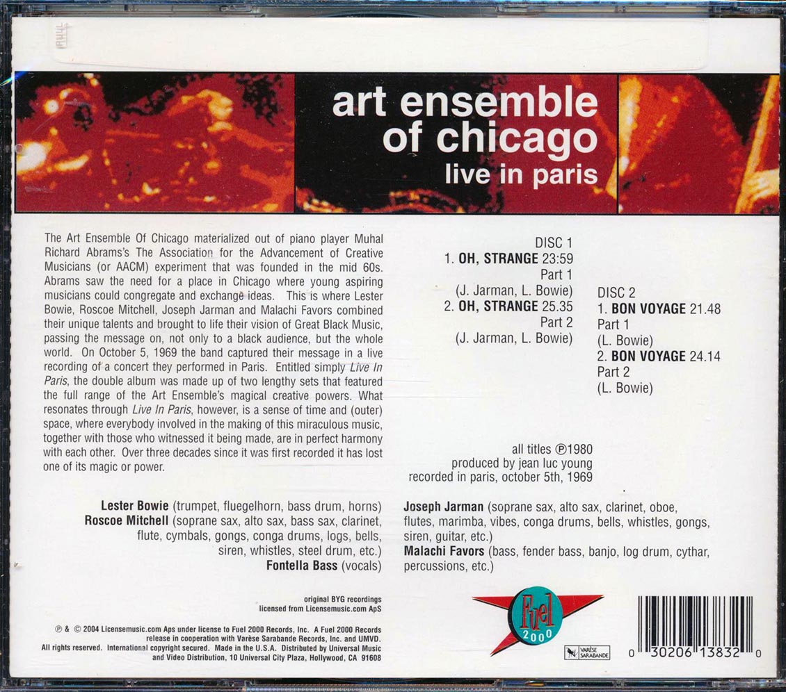 Art Ensemble Of Chicago - Live In Paris Music CD