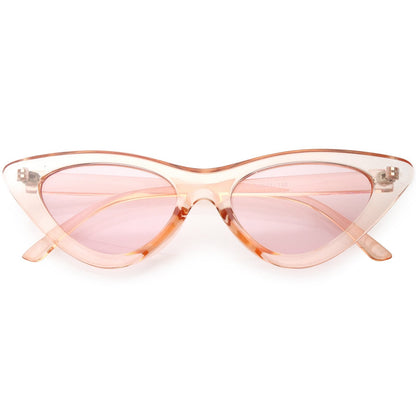 Women's Retro 1990's Narrow Flat Color Tone Lens Cat Eye Sunglasses C524