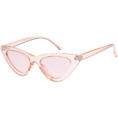 Women's Retro 1990's Narrow Flat Color Tone Lens Cat Eye Sunglasses C524