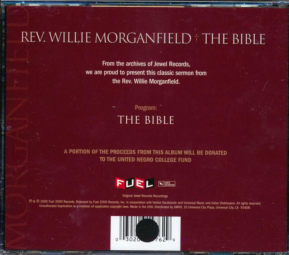 Reverand Willie Morganfield - The Bible (marked/ltd stock) Music CD