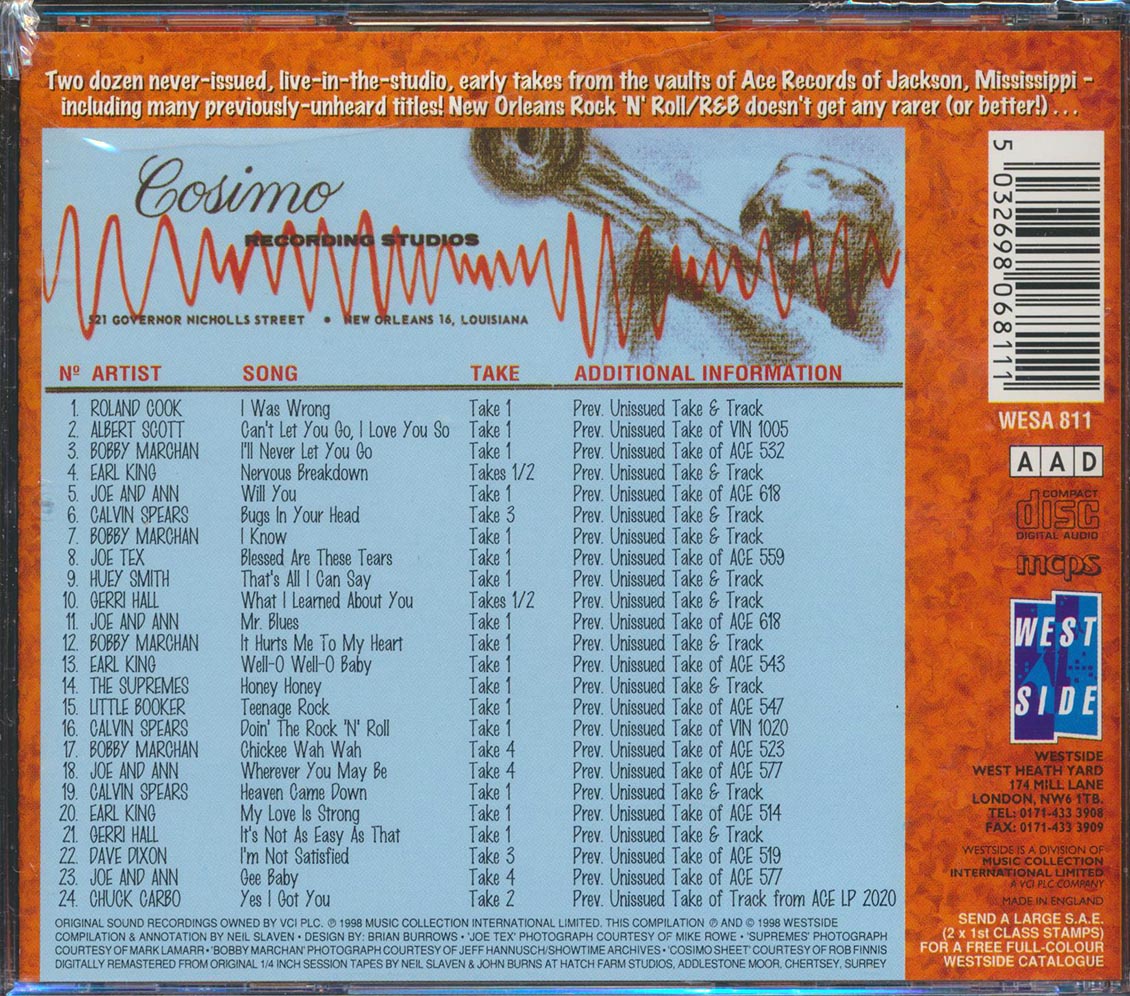 Earl King, Joe Tex, Huey Piano Smith, Etc. - The First Take Is The Deepest: Previously Unissued Alternate Versions From The Vaults Of Ace Records (24 tracks) Music CD