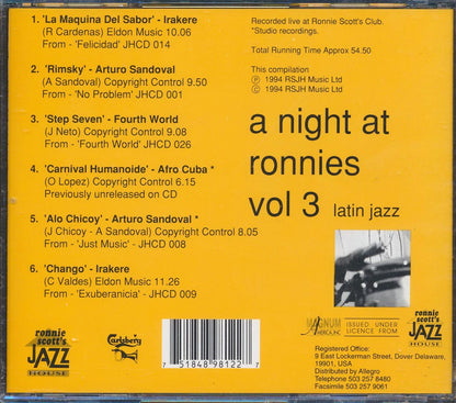 Arturo Sandoval, Irakere, Etc. - A Night At Ronnies Volume 3: Latin Jazz (marked/ltd stock) Music CD