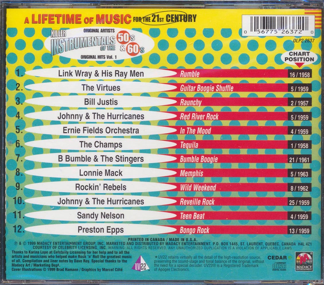 Various - Killer Instrumentals Of 50's & 60's Volume 1 Music CD