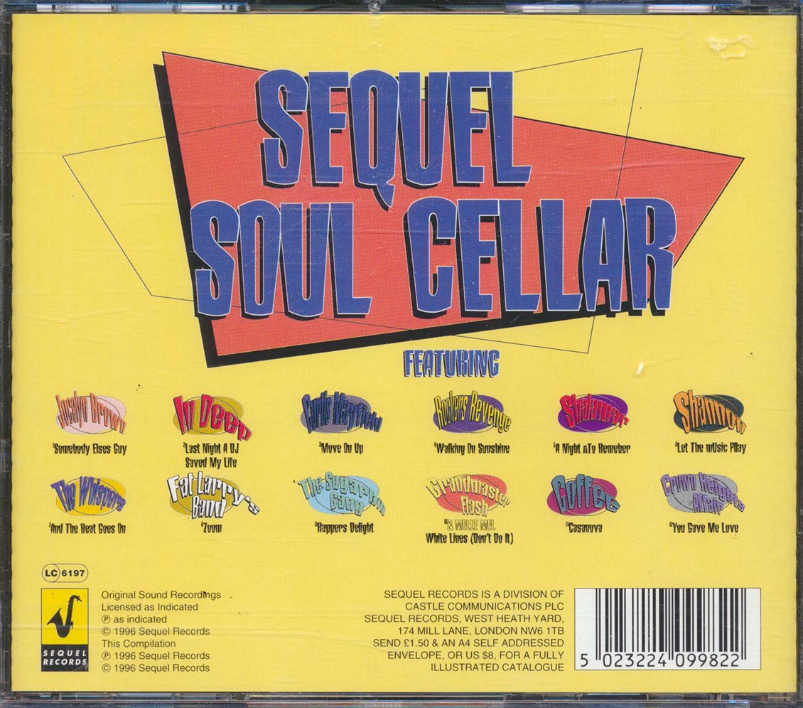 Grandmaster Flash, The Sugarhill Gang, Shalamar, The Whispers, Fat Larry's Band, Etc. - Sequel Soul Cellar Music CD
