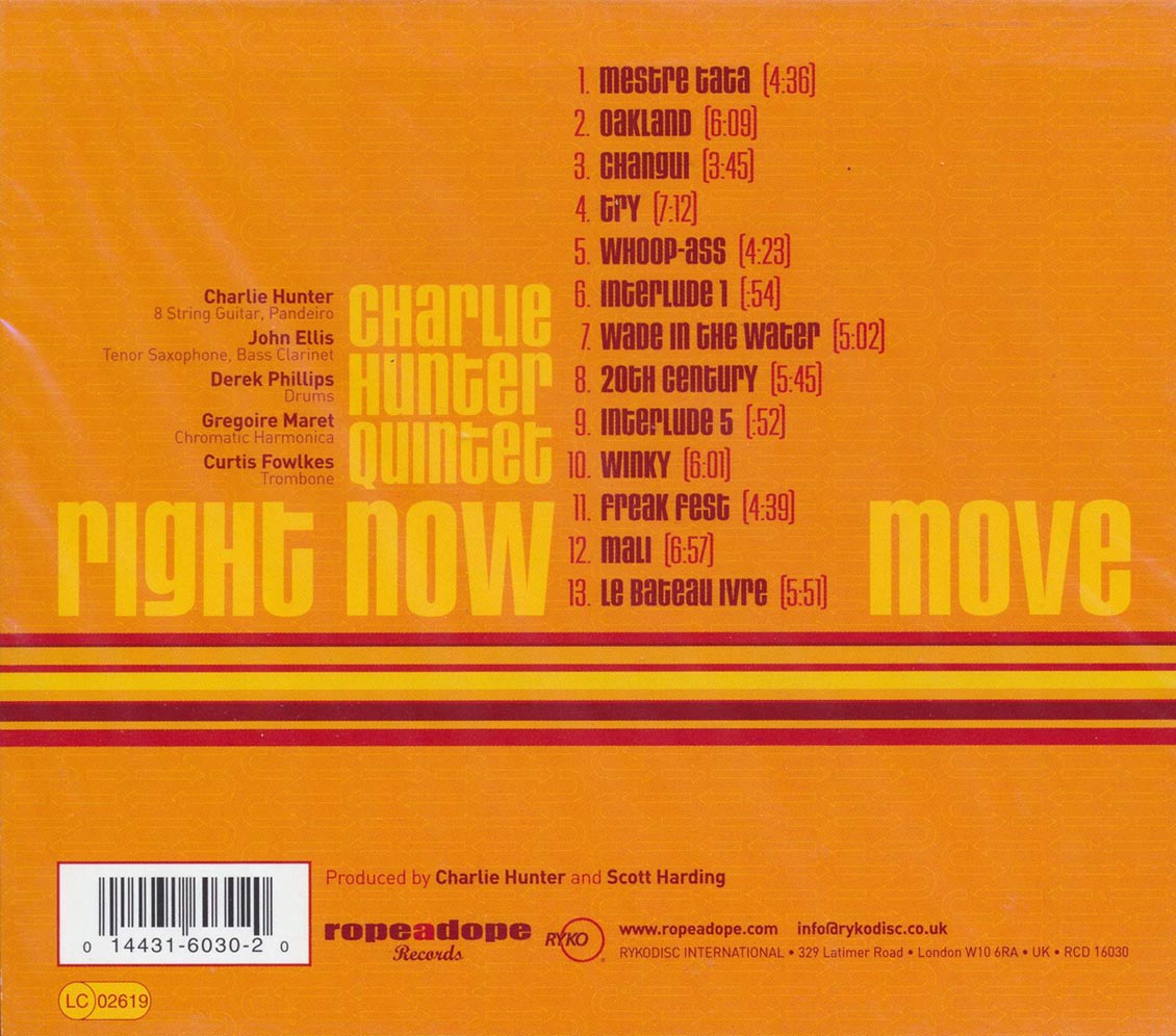 Charlie Hunter Quintet - Right Now Move Music CD
