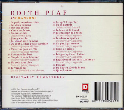 Edith Piaf - 25 Chansons (remastered) Music CD