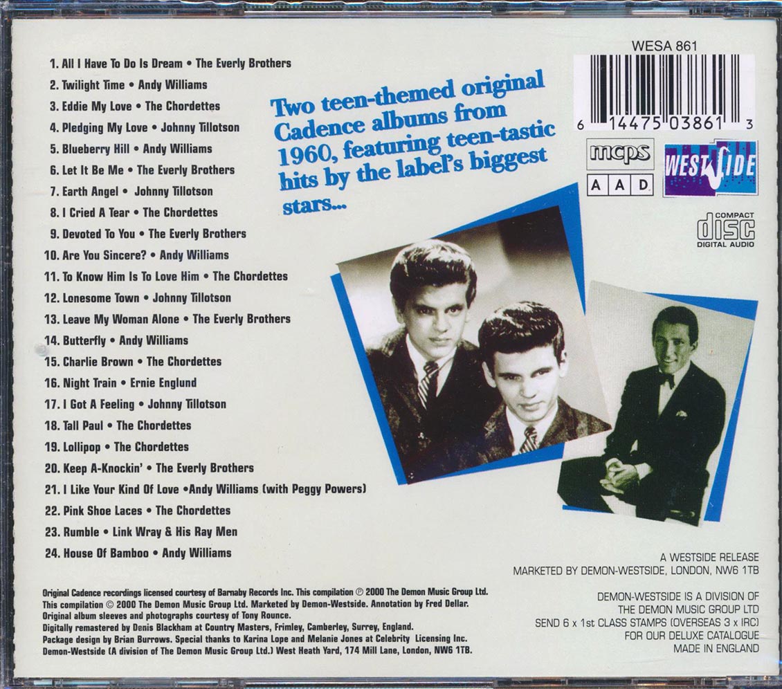Link Wray, Everly Brothers, Andy Williams, Etc. - Rock A Ballads + Rock A Hits (2 albums on 1 CD) Music CD