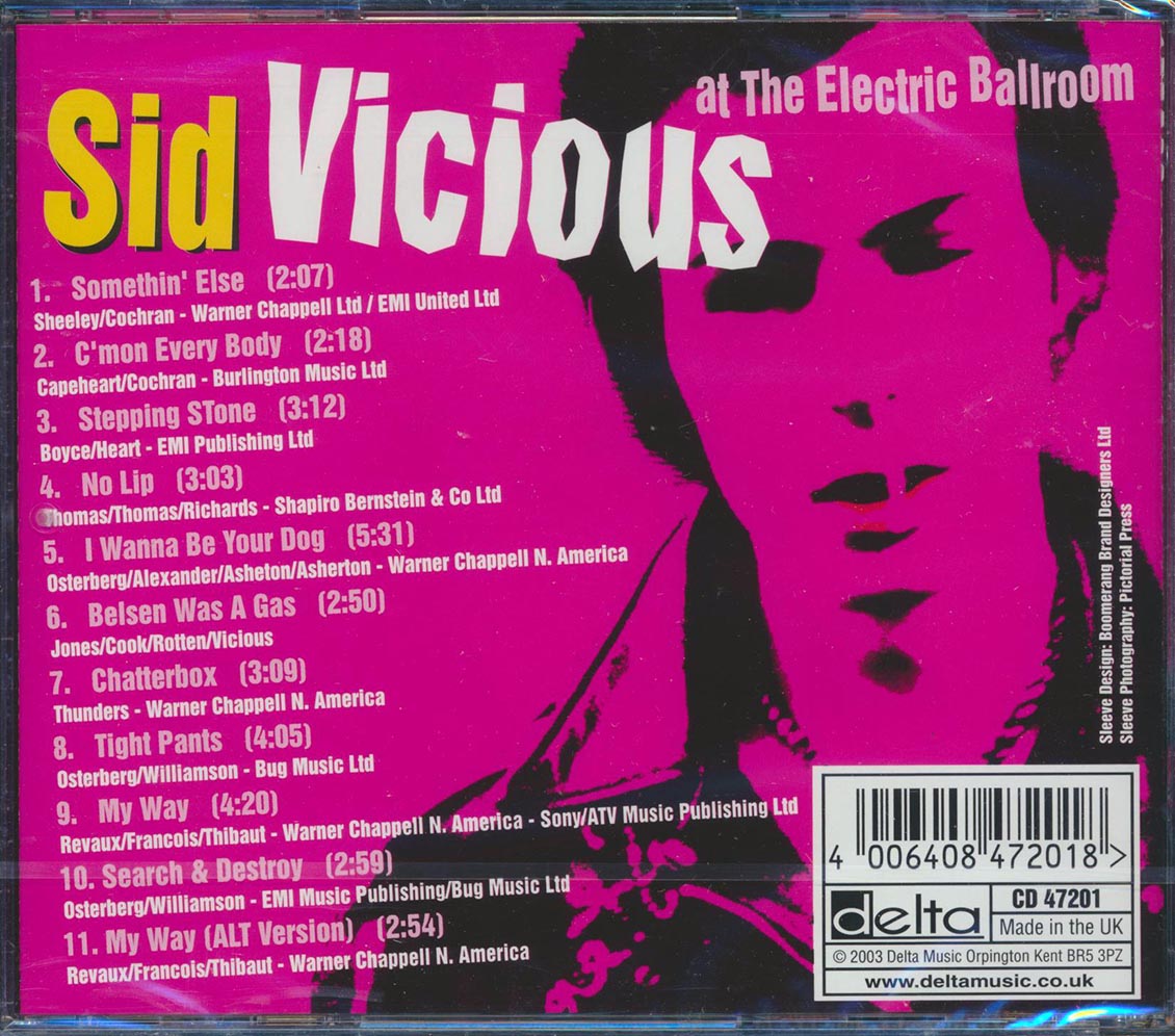 Sid Vicious - Sid Vicious At The Electric Ballroom Music CD
