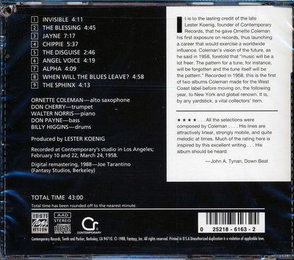 Ornette Coleman Something Else The Music Of Ornette Coleman Contemporary S7551 marked/ltd stock Music CD