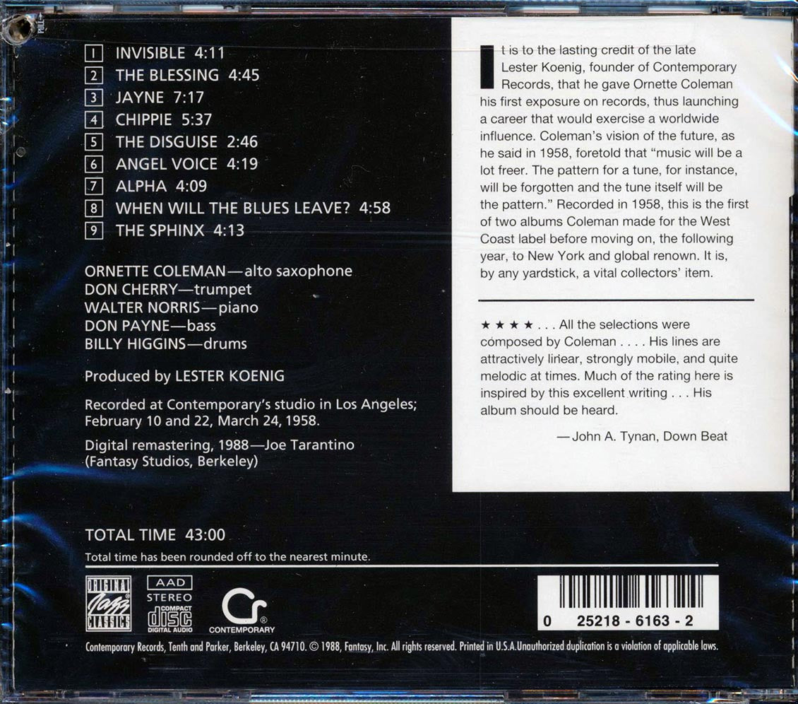 Ornette Coleman - Something Else: The Music Of Ornette Coleman Contemporary S7551 (marked/ltd stock) Music CD