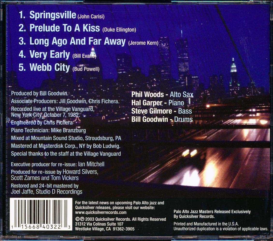 Phil Woods - Live At The Village Vanguard (24-bit mastering) Music CD