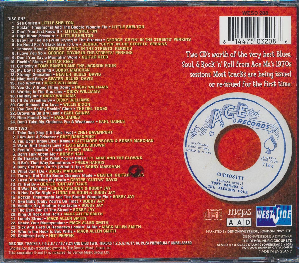 Little Shelton, Earl Gaines, Bobby Marchan, Lattimore Brown, Etc. - Curiosities: The Ace 70s Singles And Sessions (49 tracks) (2xCD) Music CD