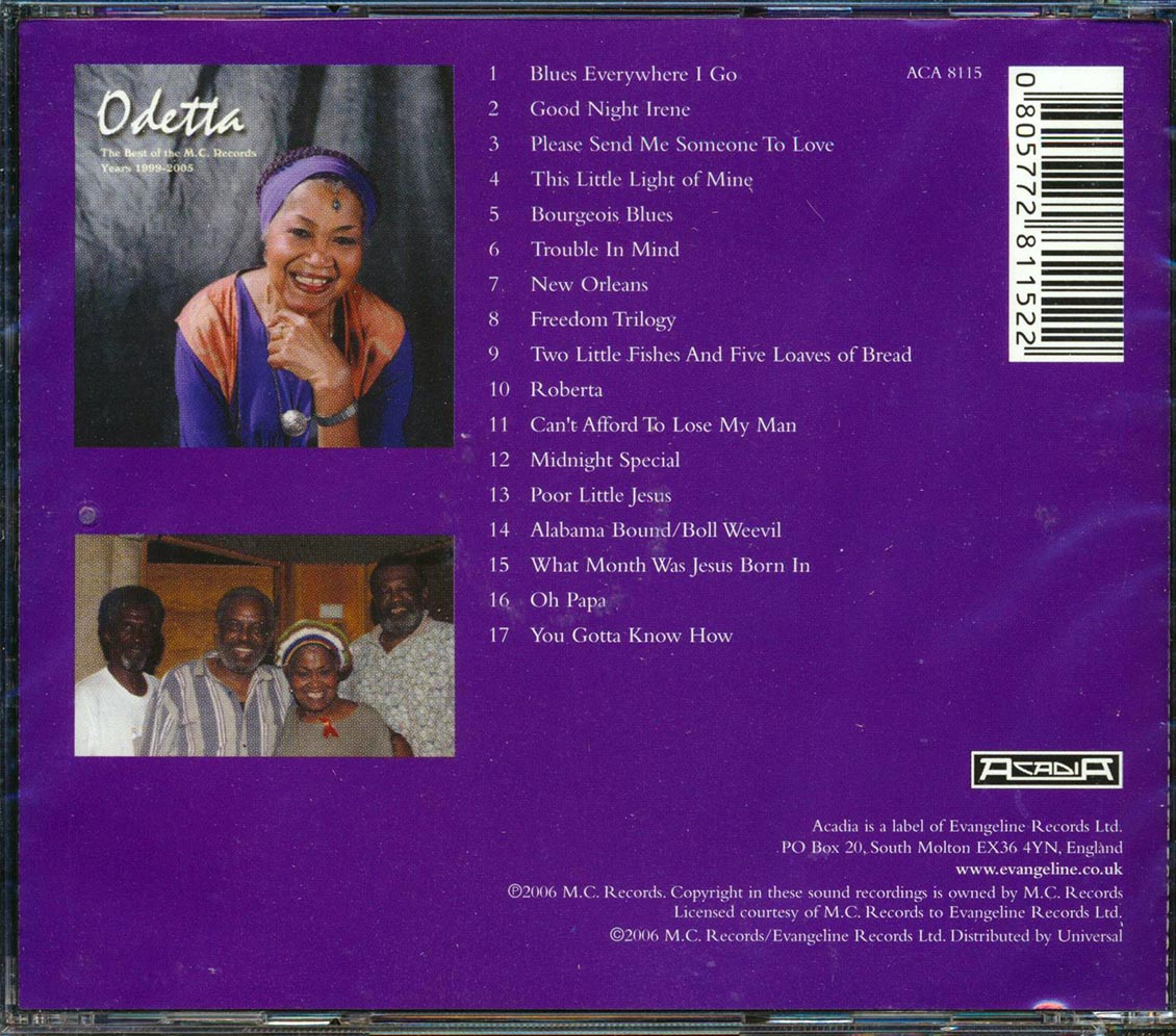 Odetta - The Best Of The M.C. Records Years 1999-2005 Music CD