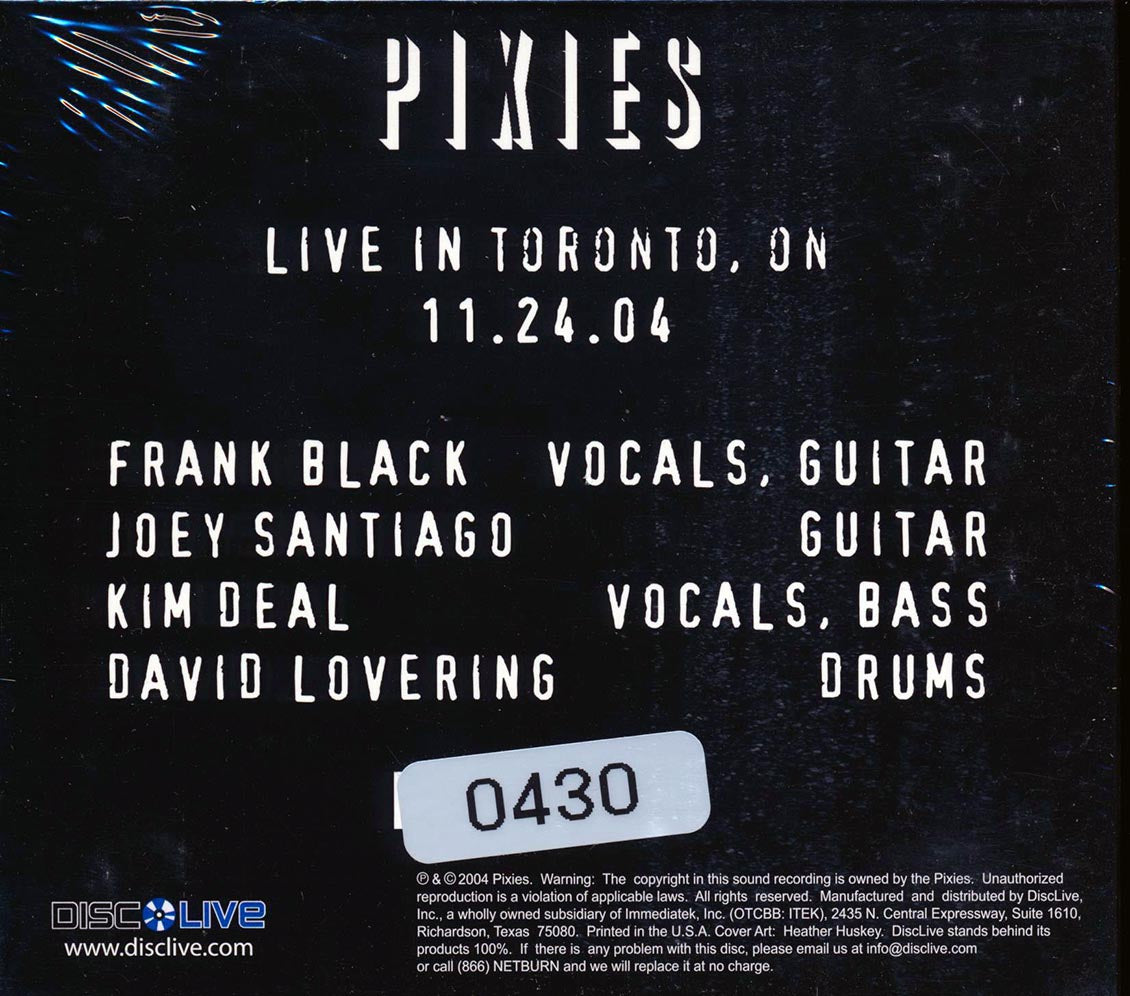 The Pixies - Live In Toronto, Ontario 11.24.04 (numbered ltd.ed.) (2xCD) Music CD