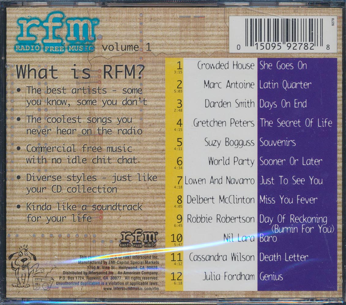 Crowded House, Marc Antoine, Darden Smith, Etc. - Radio Free Music Volume 1 Music CD