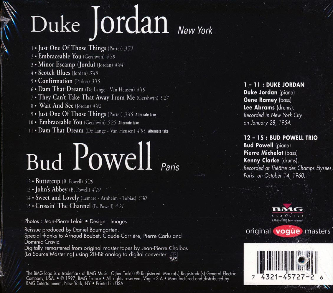 Duke Jordan, Bud Powell - Duke Jordan In New York, Bud Powell In Paris (marked/ltd stock) Music CD
