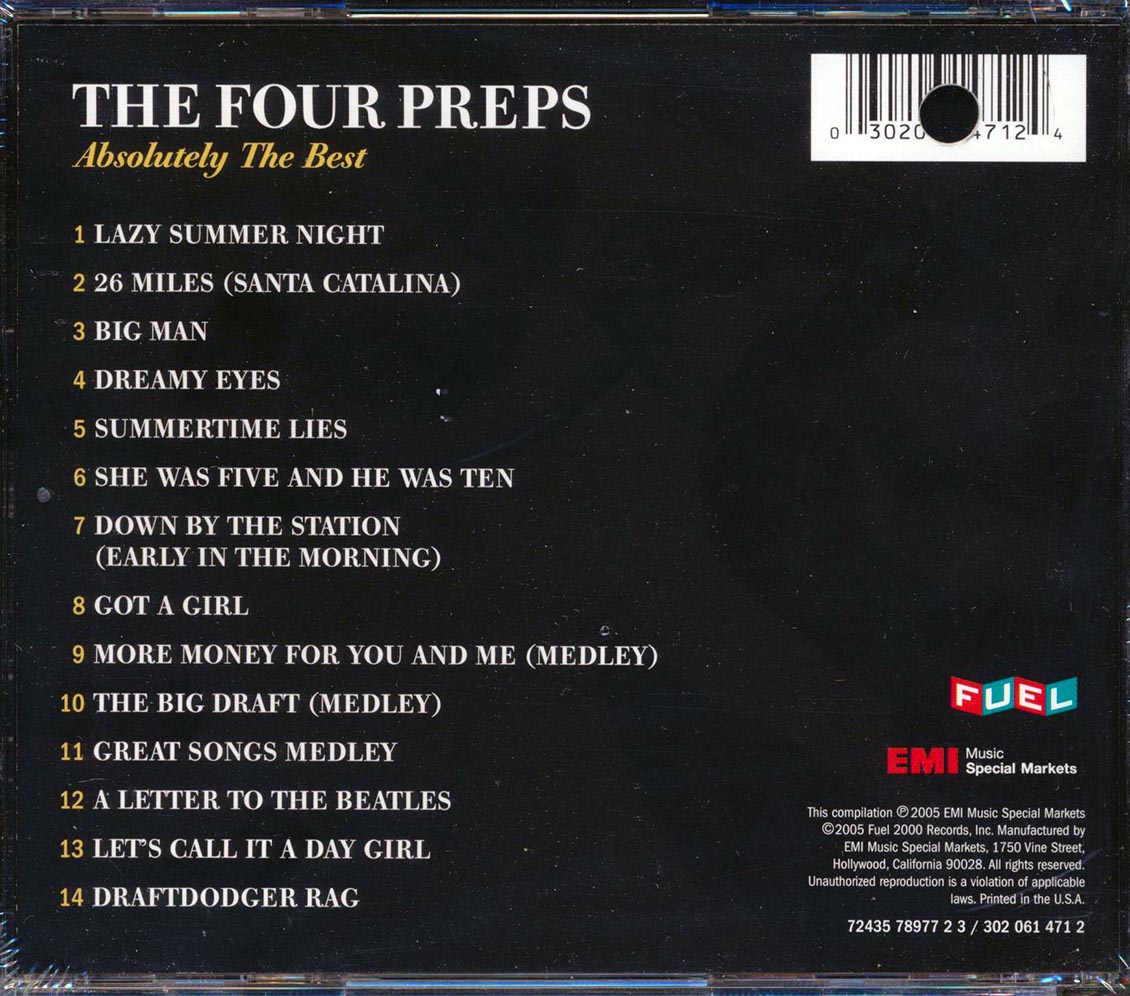 The Four Preps - Absolutely The Best (marked/ltd stock) Music CD