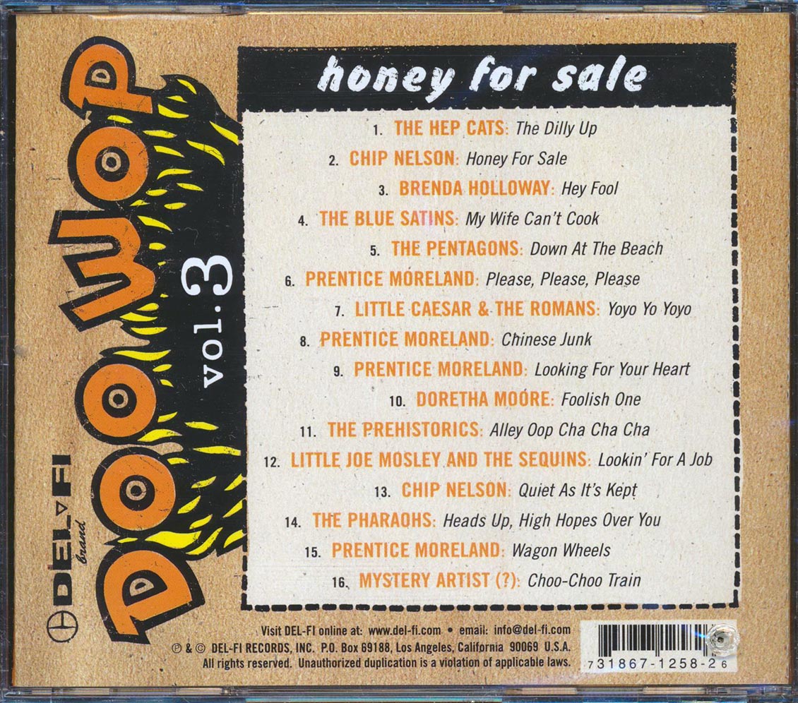 Hep Cats, Chip Nelson, Prentice Moreland, Etc. - Honey For Sale: Doo Wop Volume 3 (marked/ltd stock) Music CD