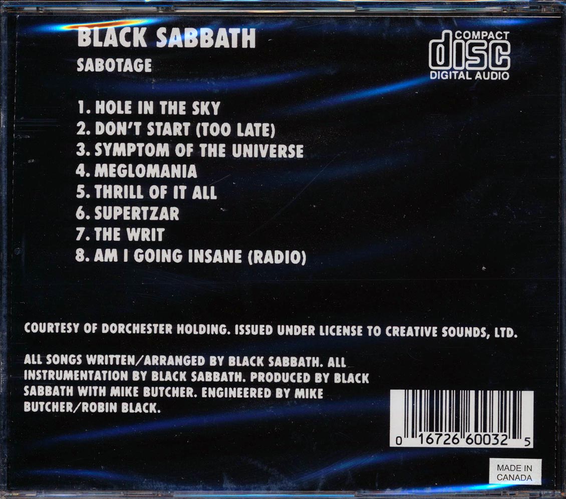 Black Sabbath - Sabotage Music CD
