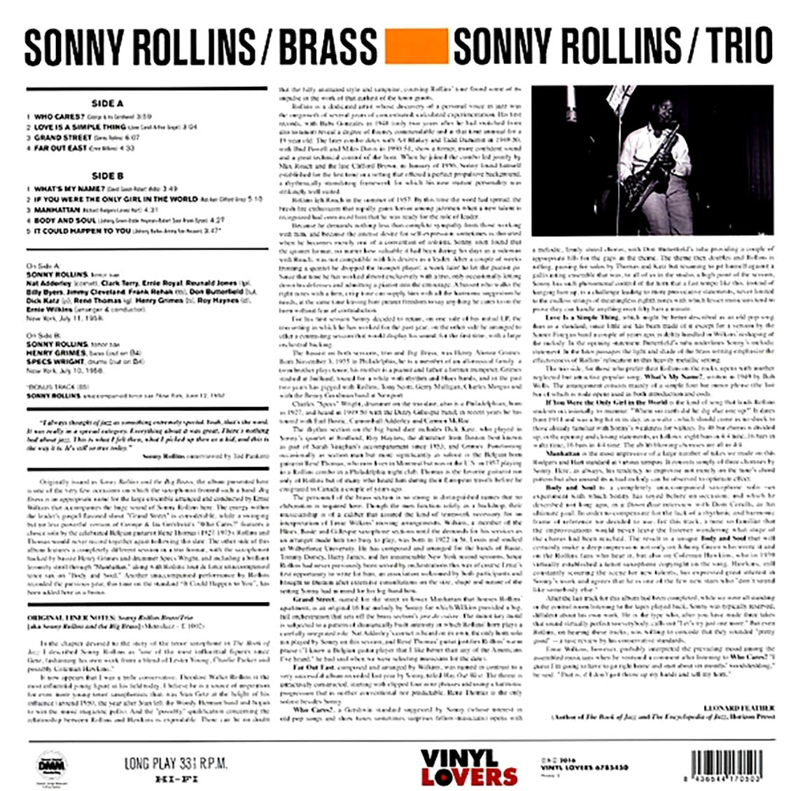 Sonny Rollins - Brass / Trio (+bonus track) (ltd. ed.) (180g) Vinyl Record