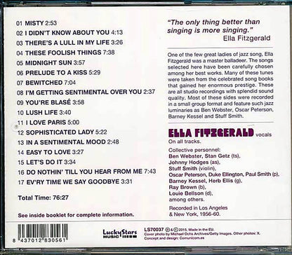 Ella Fitzgerald - Ella Fitzgerald Sings Ballads For Lovers Music CD