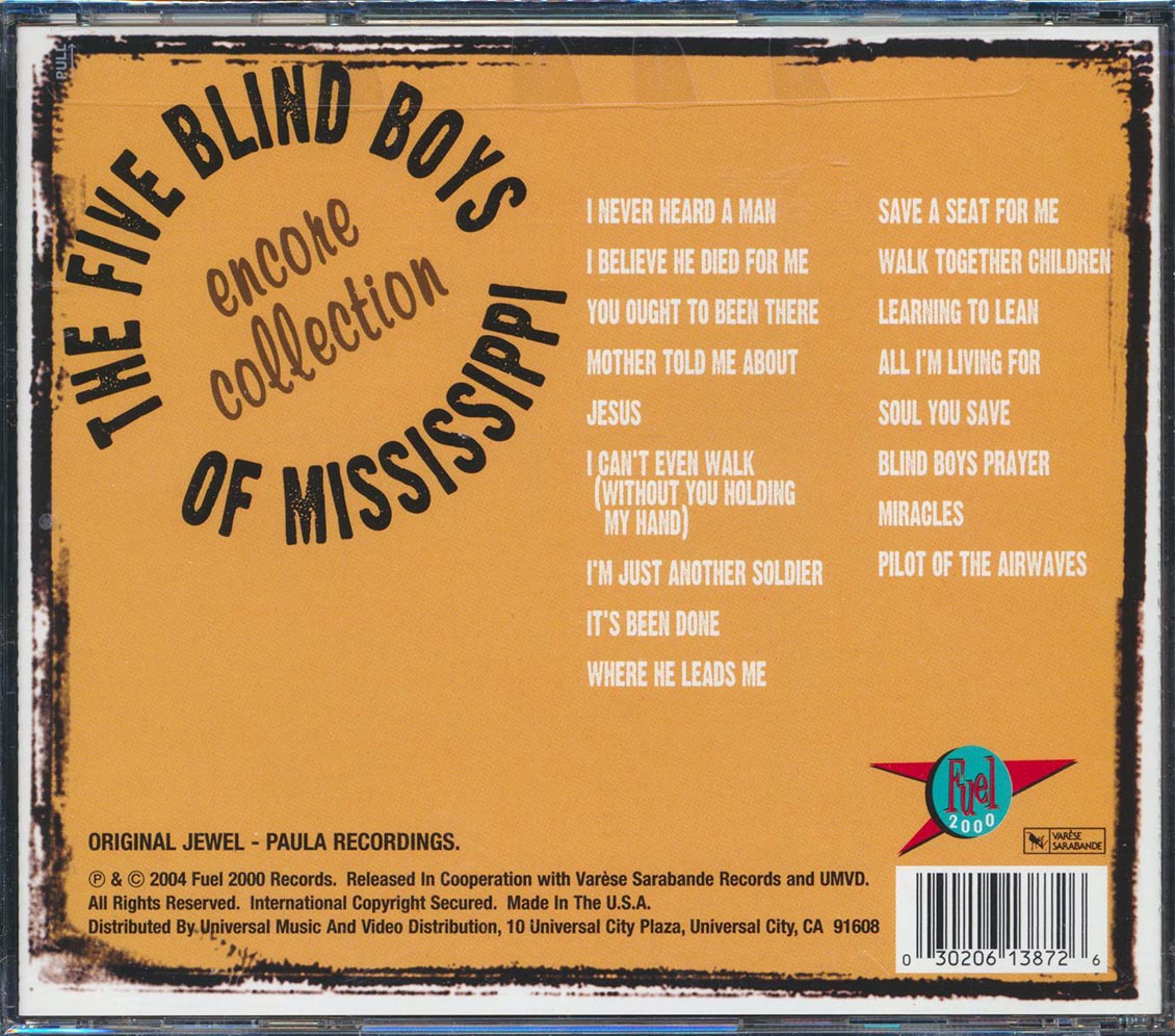 The Five Blind Boys Of Mississippi Encore Collection Music CD
