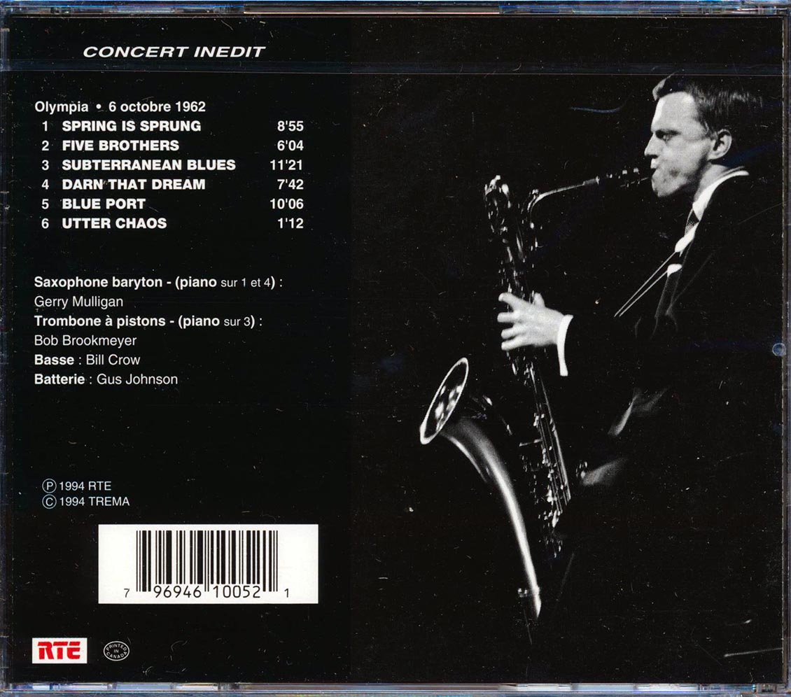 Gerry Mulligan & His Quartet - En Concert Avec Europe1, Olympia 6 Octbre 1962 Music CD