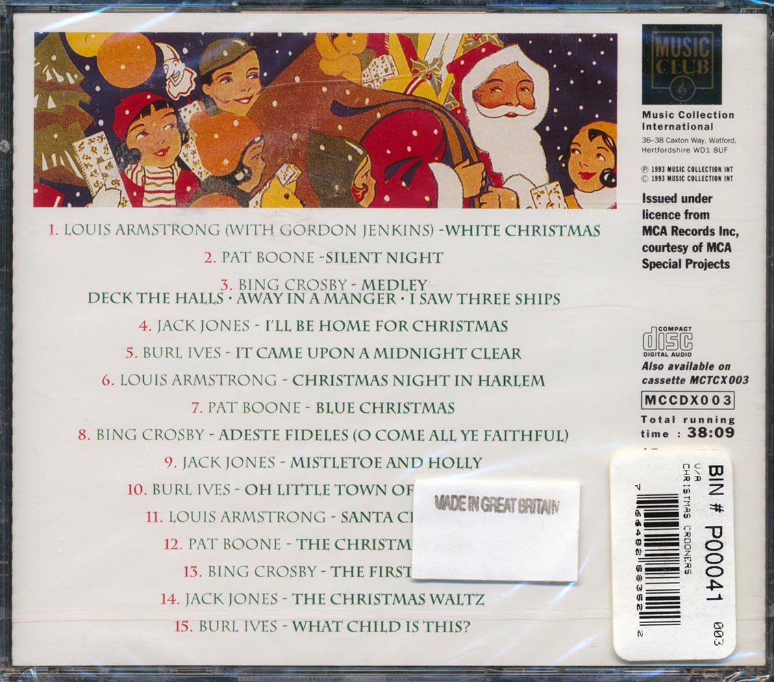 Bing Crosby, Pat Boone, Burl Ives, Jack Jones, Louis Armstong - Christmas Crooners Music CD