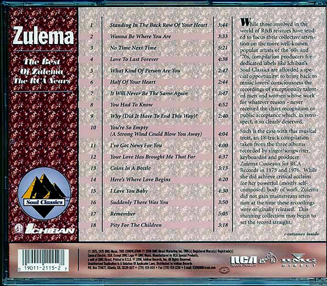Zulema - The Best Of Zulema: The RCA Years (remastered) Music CD
