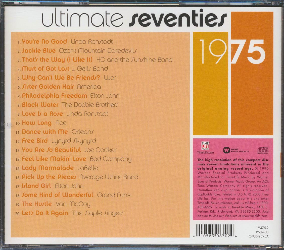 The Doobie Brothers Linda Ronstadt Lynyrd Skynyrd Bad Company Etc Ultimate Seventies 1975 Music CD