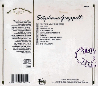 Stephane Grappelli - 10 Reflective Recordings Music CD