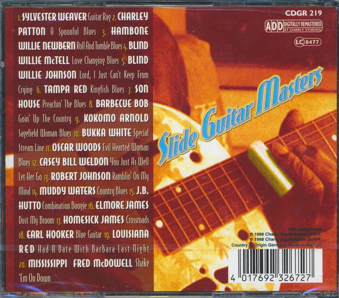 Sylvester Weaver, Charley Patton, Blind Willie McTell, Etc. - Slide Guitar Masters Music CD