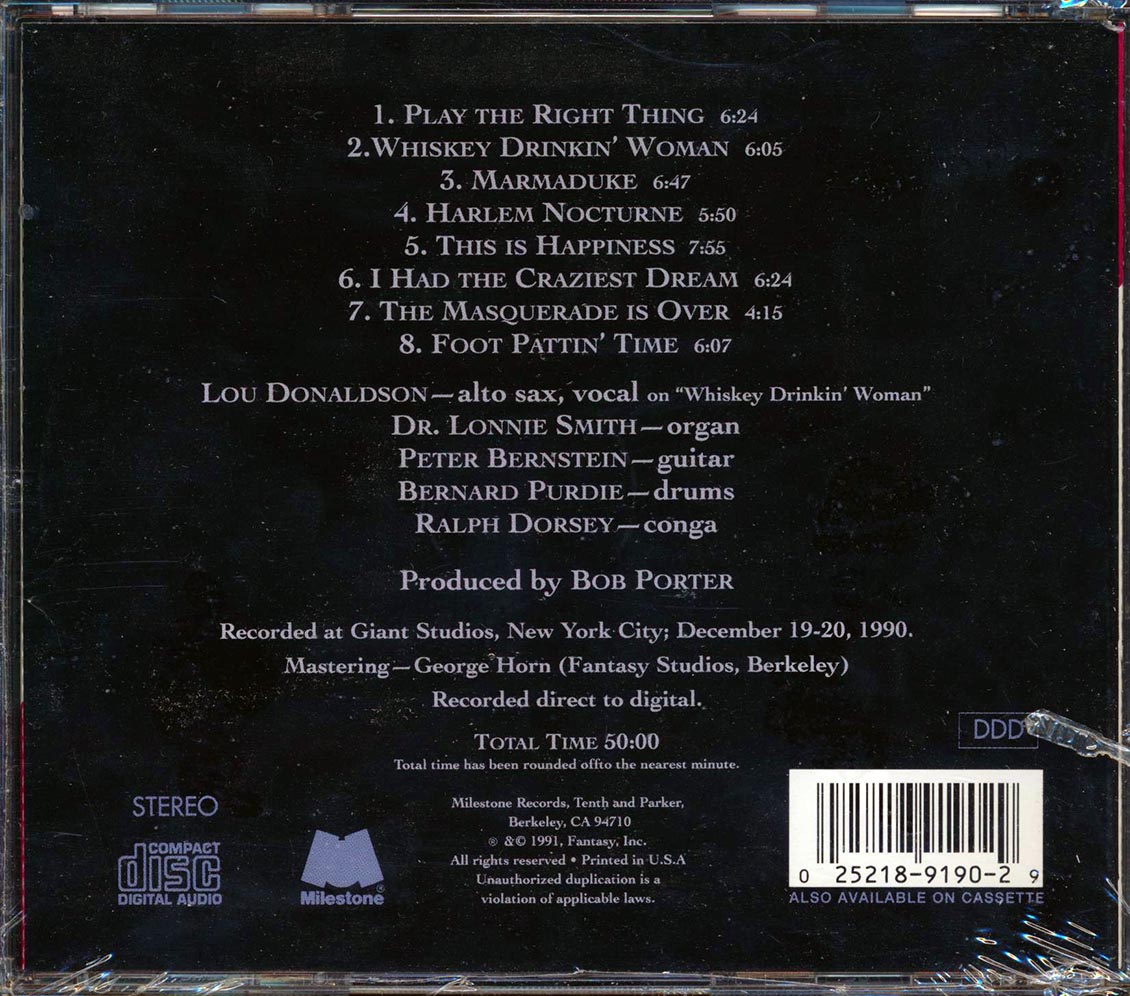 Lou Donaldson - Play The Right Thing Music CD