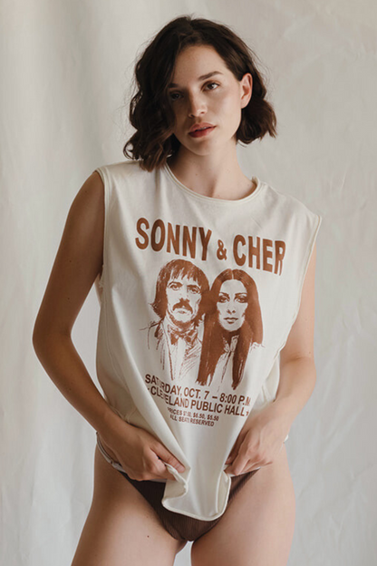 Sonny & Cher Oversized Womens Tank Top Shirt