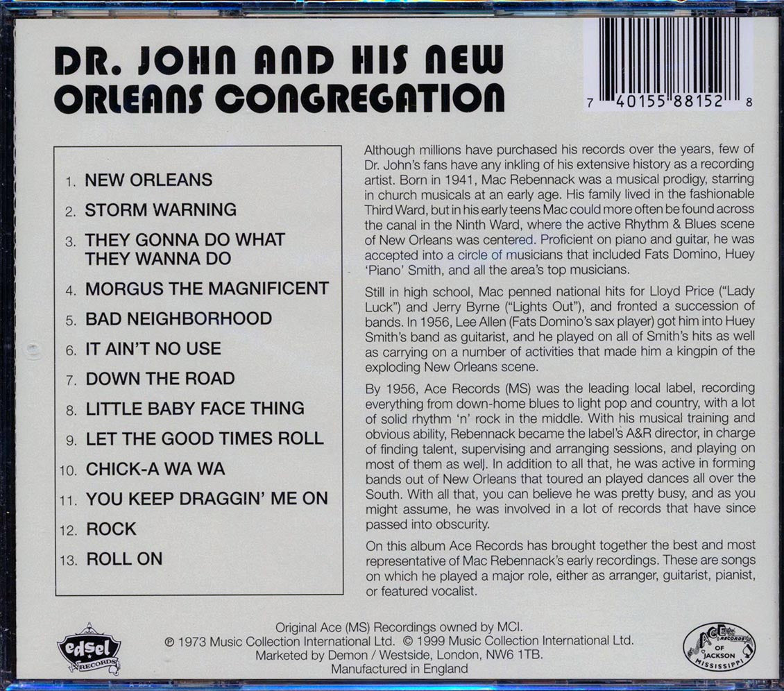 Dr. John - Dr. John And His New Orleans Congregation Music CD