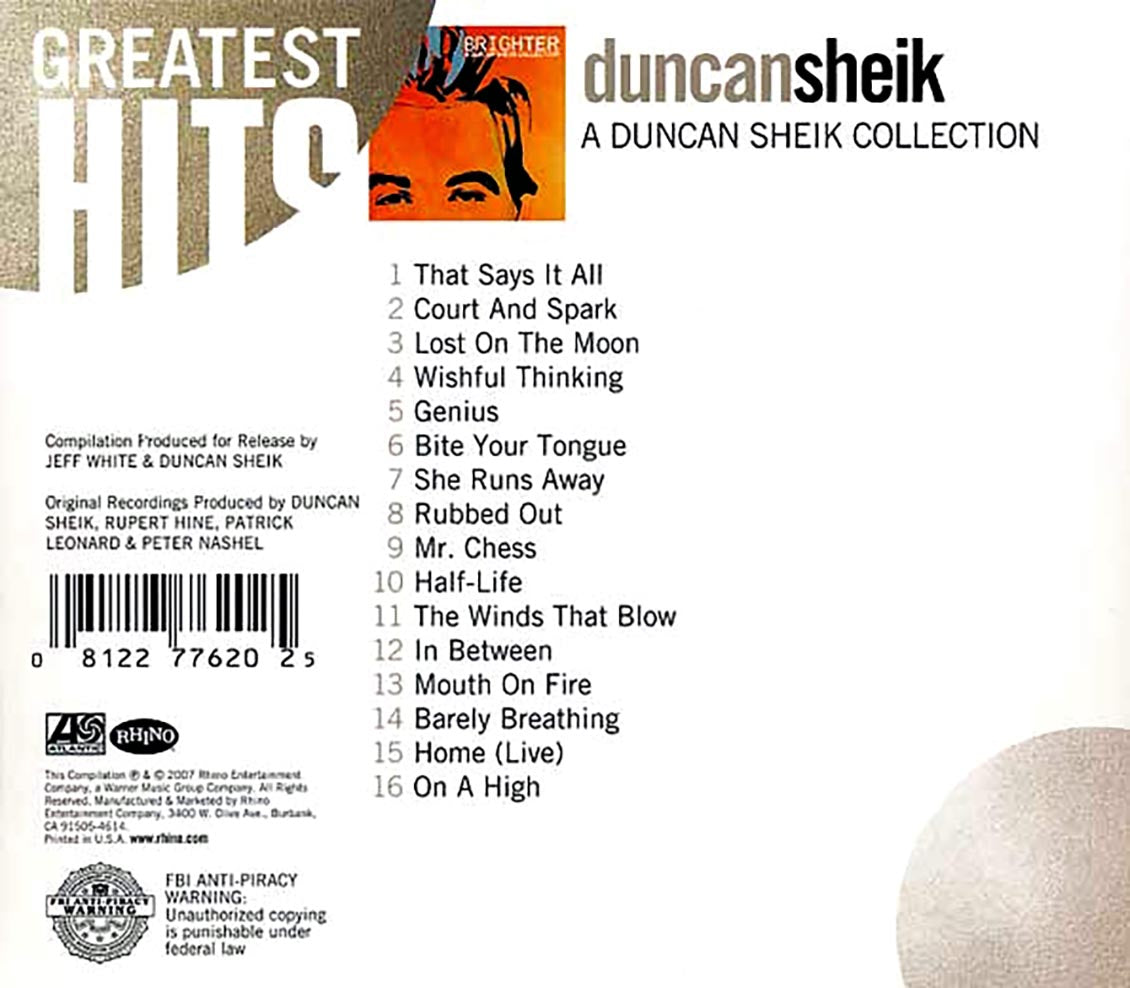 Duncan Sheik - Greatest Hits: A Duncan Sheik Collection Music CD