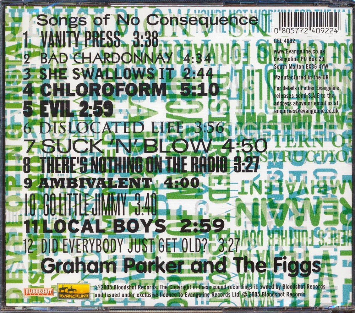 Graham Parker - Songs Of No Consequence Music CD
