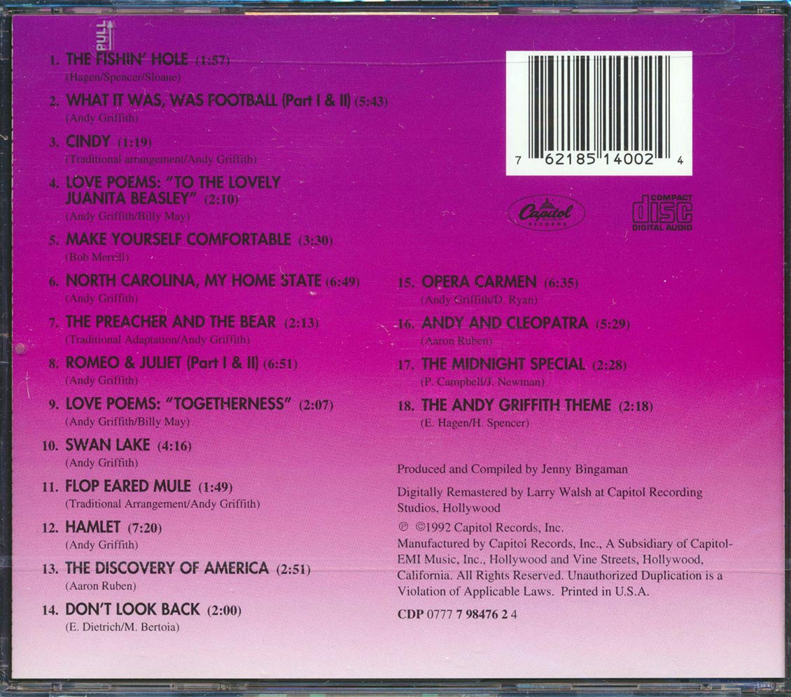 Andy Griffith - American Originals Music CD