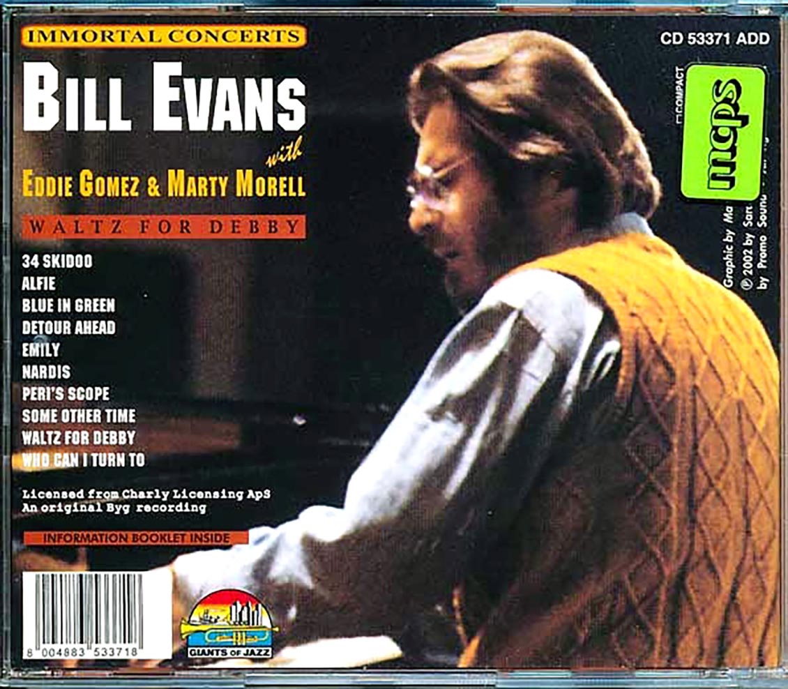 Bill Evans - Waltz For Debby: Immortal Concerts With Eddie Gomez & Marty Morell Music CD