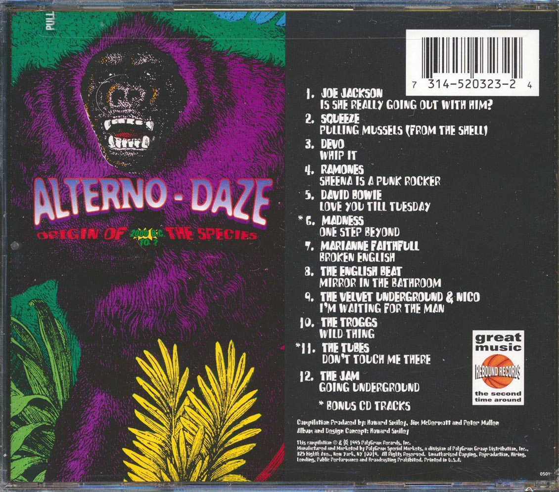 Devo, The Tubes, The Ramones, David Bowie, Etc. - Alterno Daze: Origin Of The Species Music CD