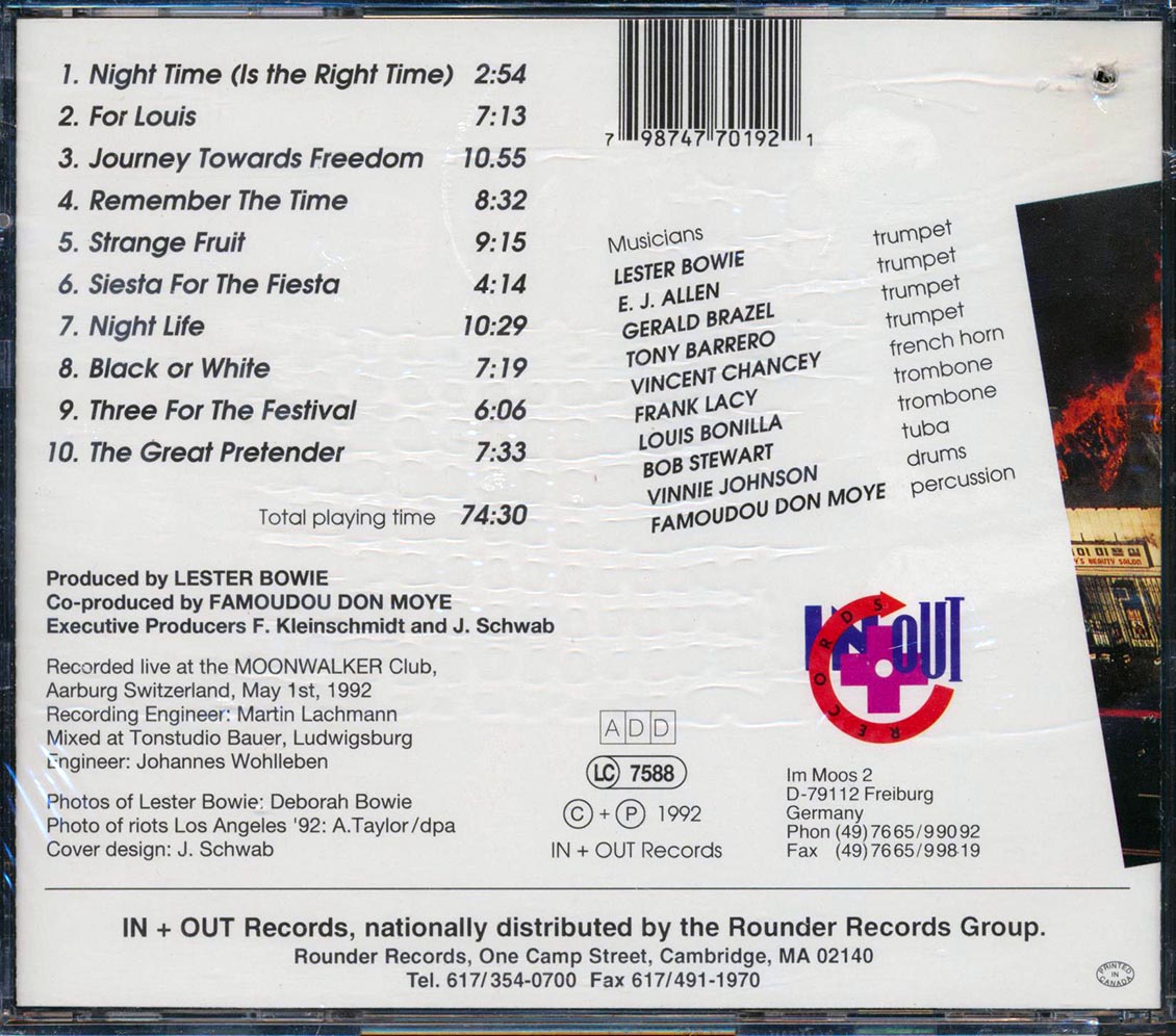 Lester Bowie's Brass Fantasy - The Fire This Time Music CD